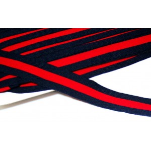 1m elastisches Streifenband 30mm rot/dunkelblau